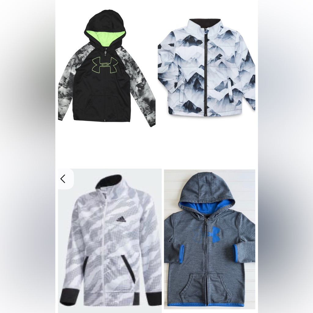 Under Armour Adidas Boys 5 Kids Black And Green Hoodie Zip Up Hooded Jacket Lot